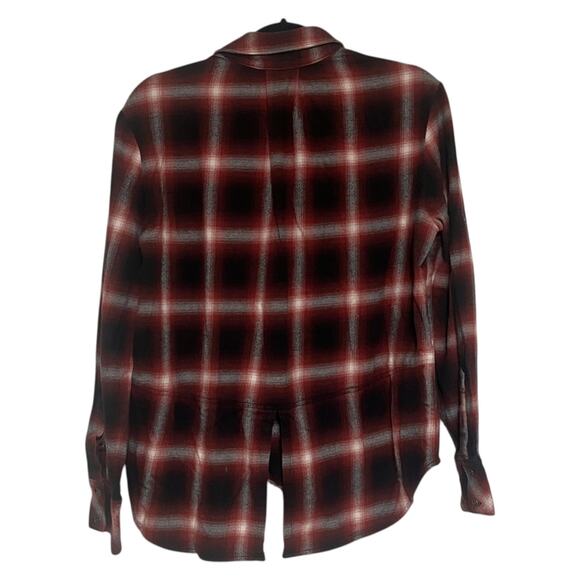Cloth & Stone Anthropologie Split Back Plaid Long Sleeve Button Down Shirt Sz M - Picture 3 of 9